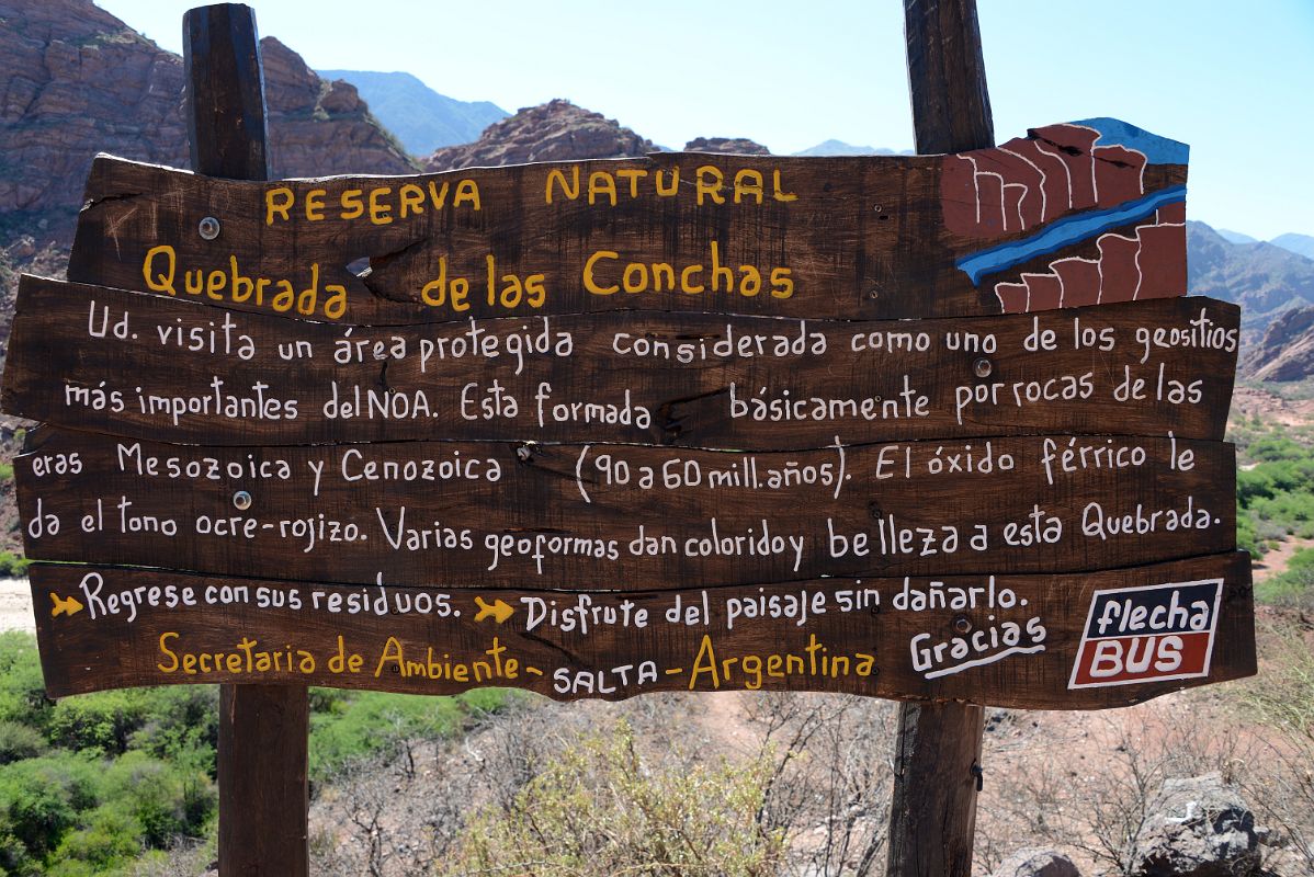 05 Sign For Quebrada de las Conchas Was Our First Stop In Quebrada de Cafayate South Of Salta